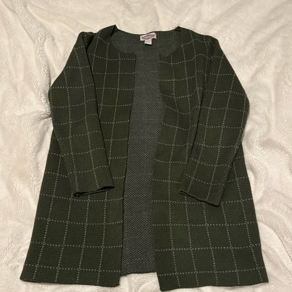 Oliver by Escio Anthropologie Green Long Open Coat/Cardigan